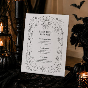 Signe De Table Menu de la douche de mariée Halloween céleste