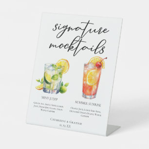 Signe De Table Menu de Mocktails de Mariage Mint Julep Summer Sun