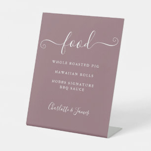 Signe De Table Menu de nourriture à l'écriture mauve