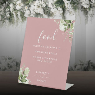 Signe De Table Menu de nourriture de florale moderne de rose pous