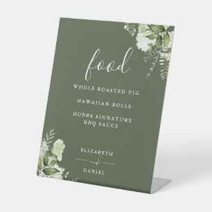 Signe De Table Menu de nourriture de verdure florale vert olive m