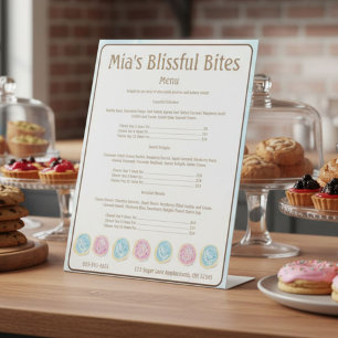 Signe De Table Menu de prix de boulangerie de biscuits au sucre g