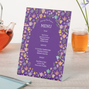 Signe De Table Menu de thé mignon personnalisé COLORÉ