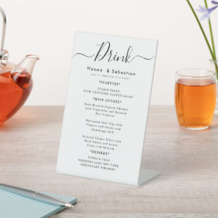 Signe De Table Menu des boissons Réception de mariage