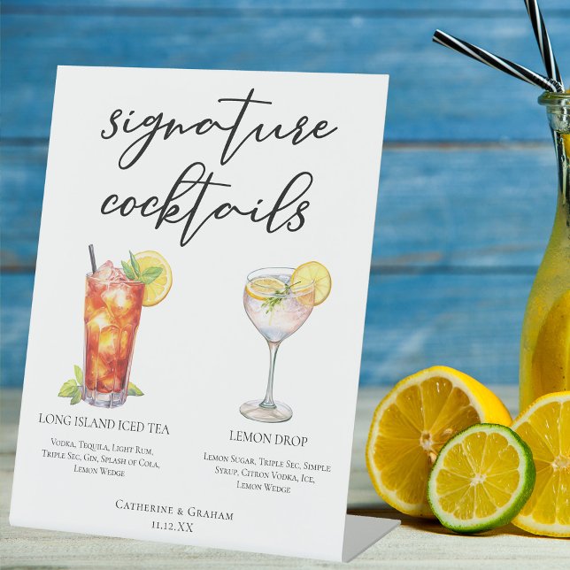 Signe De Table Menu des cocktails signature de mariage dans le ja (Créateur téléchargé)