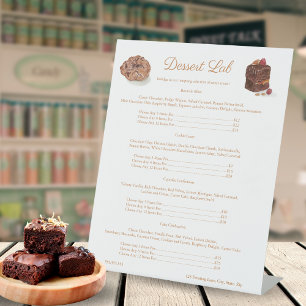 Signe De Table Menu des prix des biscuits brownie sucrés de la bo