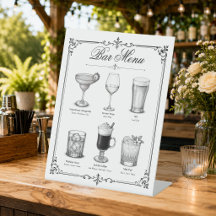 Menu du bar de cocktail de calligraphie classique 