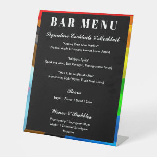Signe De Table Menu du bar de mariage gay Drapeau de la fierté St