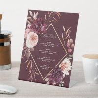 Menu du bar de mariage Romance d'Automne Bourgogne