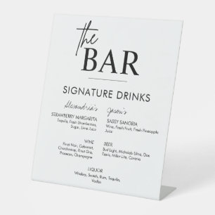 Signe De Table Menu du bar des boissons signatures de mariage