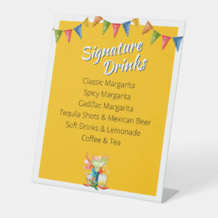 Signe De Table Menu du bar des boissons signatures Fiesta Margari