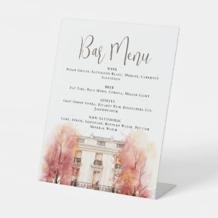 Signe De Table Menu du bar Mariage Parisienne
