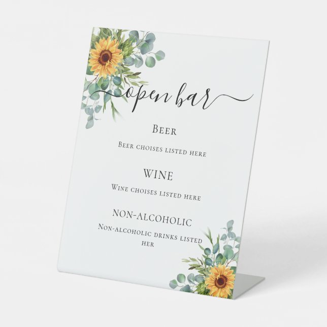 Signe De Table Menu du bar verdoyant Sunflower eucalyptus (Recto)