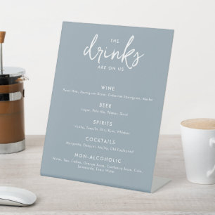 Signe De Table Menu du Mariage moderne Dusty Blue
