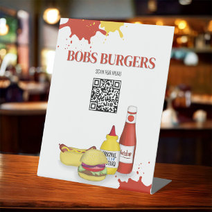 Signe De Table Menu du restaurant Code QR Modèle