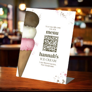 Signe De Table Menu du restaurant Crème glacée Modèle Code QR