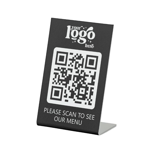 Signe De Table Menu du restaurant sans contact QR Code avec logo (Créateur téléchargé)
