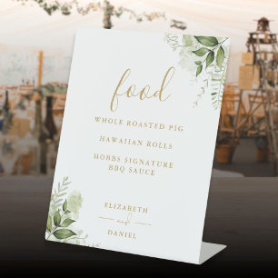 Signe De Table Menu élégant moderne floral et verdure pour la nou