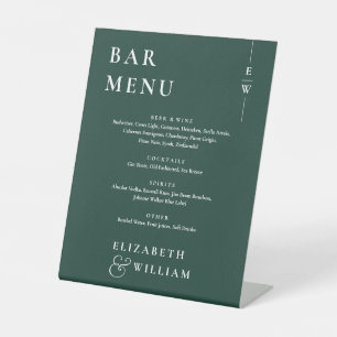 Signe De Table Menu Emerald Green Minimalist Modern Bar