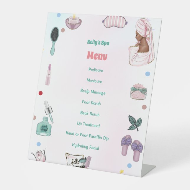 Signe De Table Menu Fille Spa Anniversaire (Recto)
