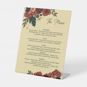 Signe De Table Menu Fleurs Romantiques Beige Chaud ,Menu de Maria