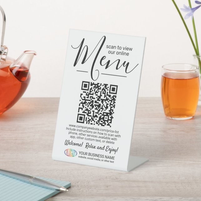 Signe De Table Menu Générateur de code QR & Logo d'entreprise Bla (In SItu)