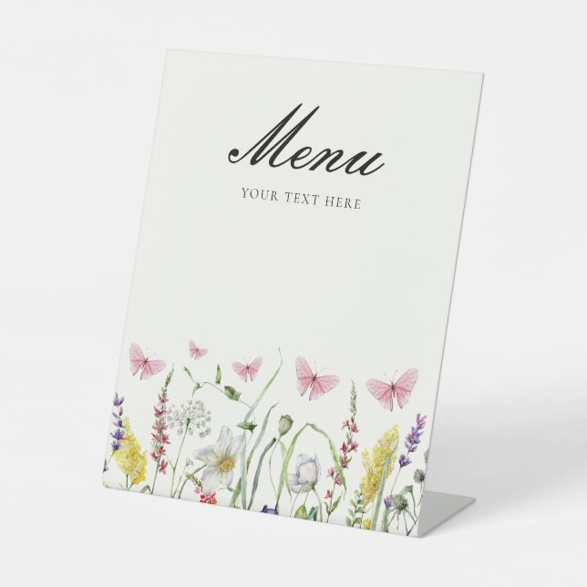 Signe De Table Menu Jolie Mariée Papillons (Recto)