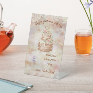 Signe De Table Menu & Liste de Prix de Boulangerie Élégante, Rose