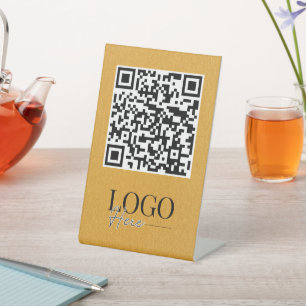 Signe De Table Menu Logo QR Code business Modern Simple Gold