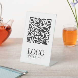 Signe De Table Menu Logo QR Code business Moderne Minimal Simple