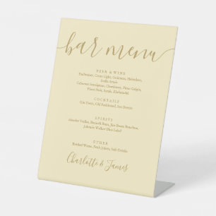 Signe De Table Menu Mariage Bouton Jaune Et Or Script