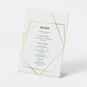 Signe De Table Menu mariage cadre or géométrique moderne