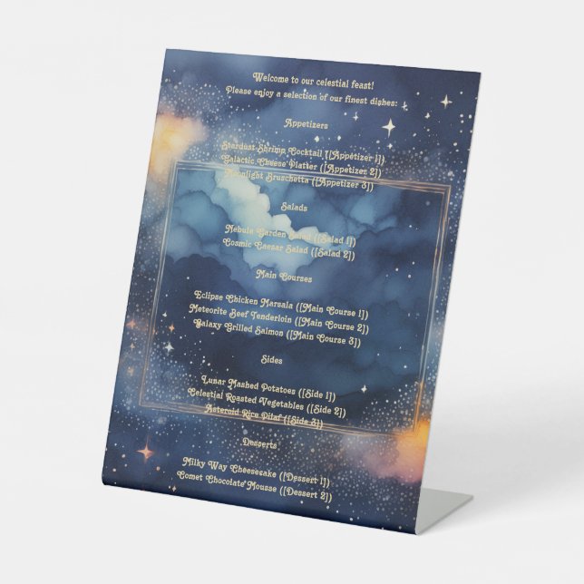 Signe De Table Menu Mariage de nuit étoilée (Recto)