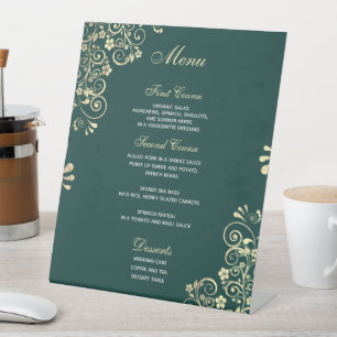 Signe De Table Menu Mariage élégant Emerald Green Gold