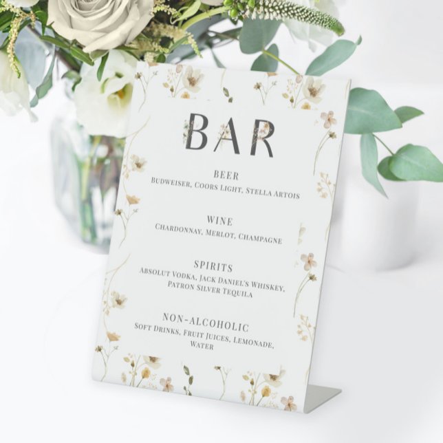 Signe De Table Menu Mariage Fleur sauvage aquarelle (Créateur téléchargé)