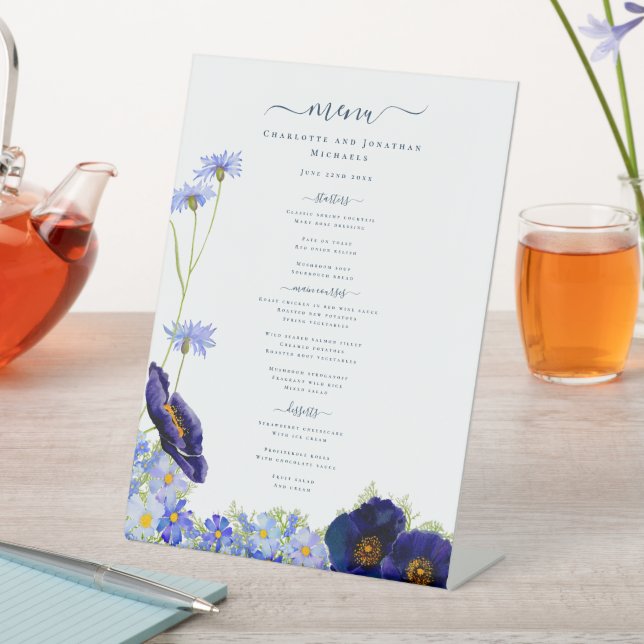 Signe De Table Menu Mariage Floral Floral Moderne (In SItu)