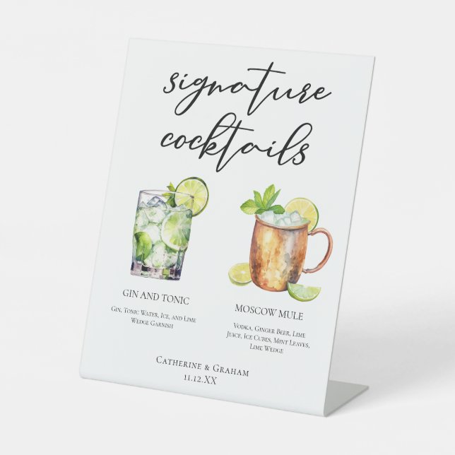 Signe De Table Menu Mariage Highball Signature Cocktails (Recto)