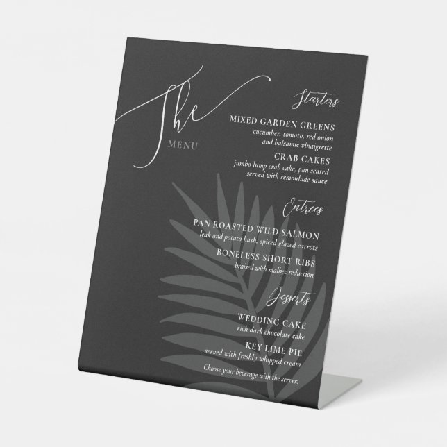 Signe De Table Menu Mariage simple officiel noir blanc gris (Recto)