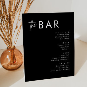 Signe De Table Menu minimaliste Mariage noir Boissons Signal Piéd