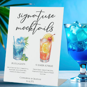 Signe De Table Menu Mocktails Blue Lagoon Summer Sunrise