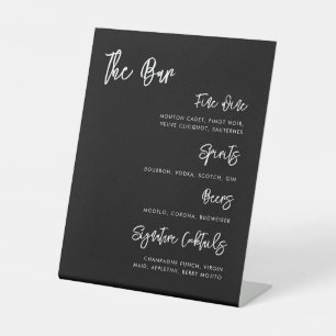 Signe De Table Menu moderne moderne noir Mariage Bar Bar