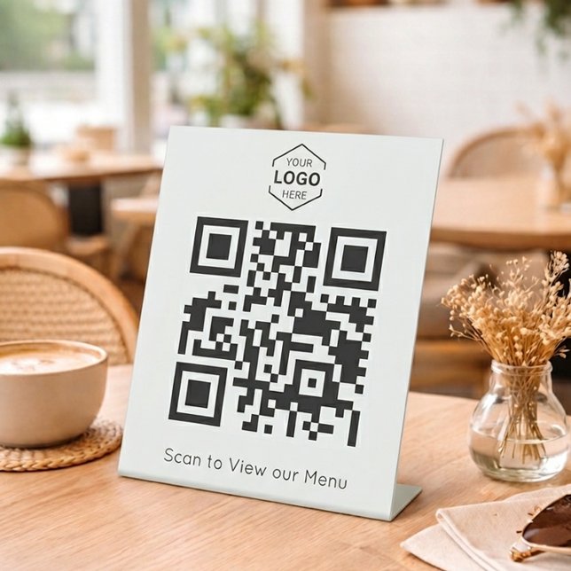 Signe De Table Menu Numérique Minimal scannez le Code QR (Créateur téléchargé)