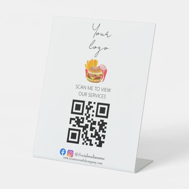 Signe De Table Menu professionnel sans contact par QR code (Recto)