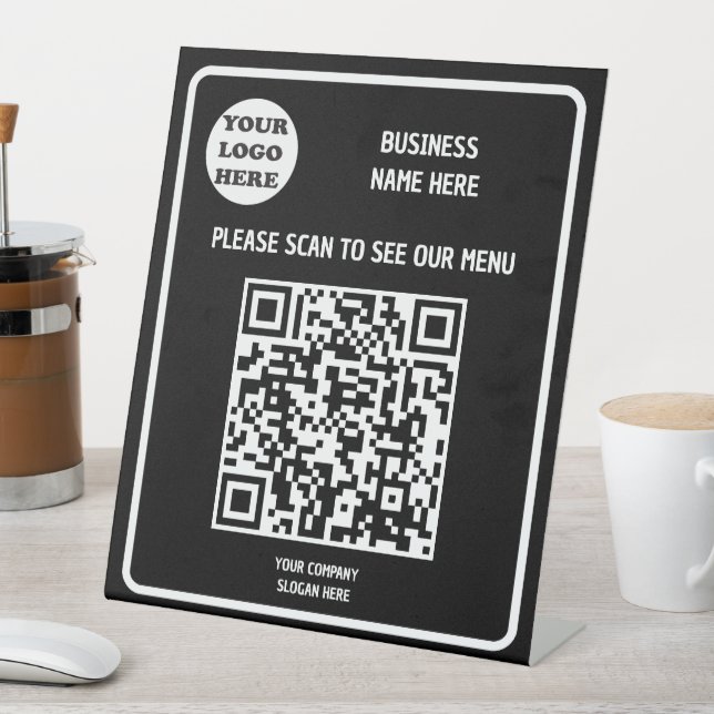 Signe De Table Menu QR Code personnalisé pour entreprise moderne  (In SItu)