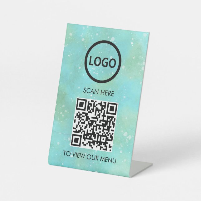 Signe De Table Menu QR Code Professionnel, Logo Moderne Sans Cont (Recto)