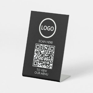 Signe De Table Menu QR Code Professionnel, Logo Moderne Sans Cont