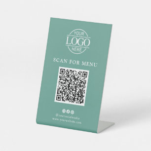 Signe De Table Menu QR Code sans contact Logo Entreprise Simple S