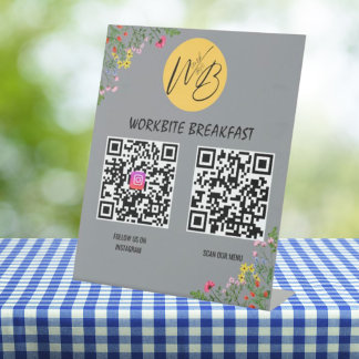 Signe De Table Menu Restaurant fleur sauvage, Instagram Qr Code