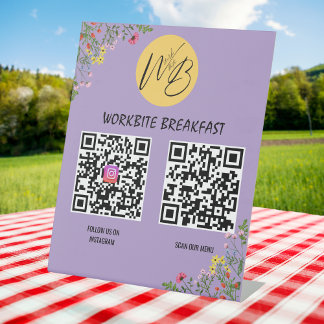 Signe De Table Menu Restaurant fleur sauvage, Instagram Qr Code