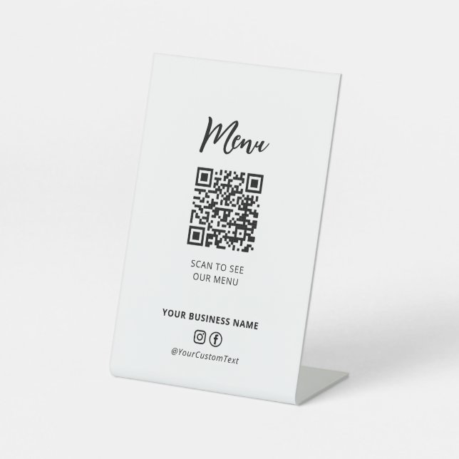 Signe De Table Menu Restaurants modernes Code QR Social Media Sig (Recto)
